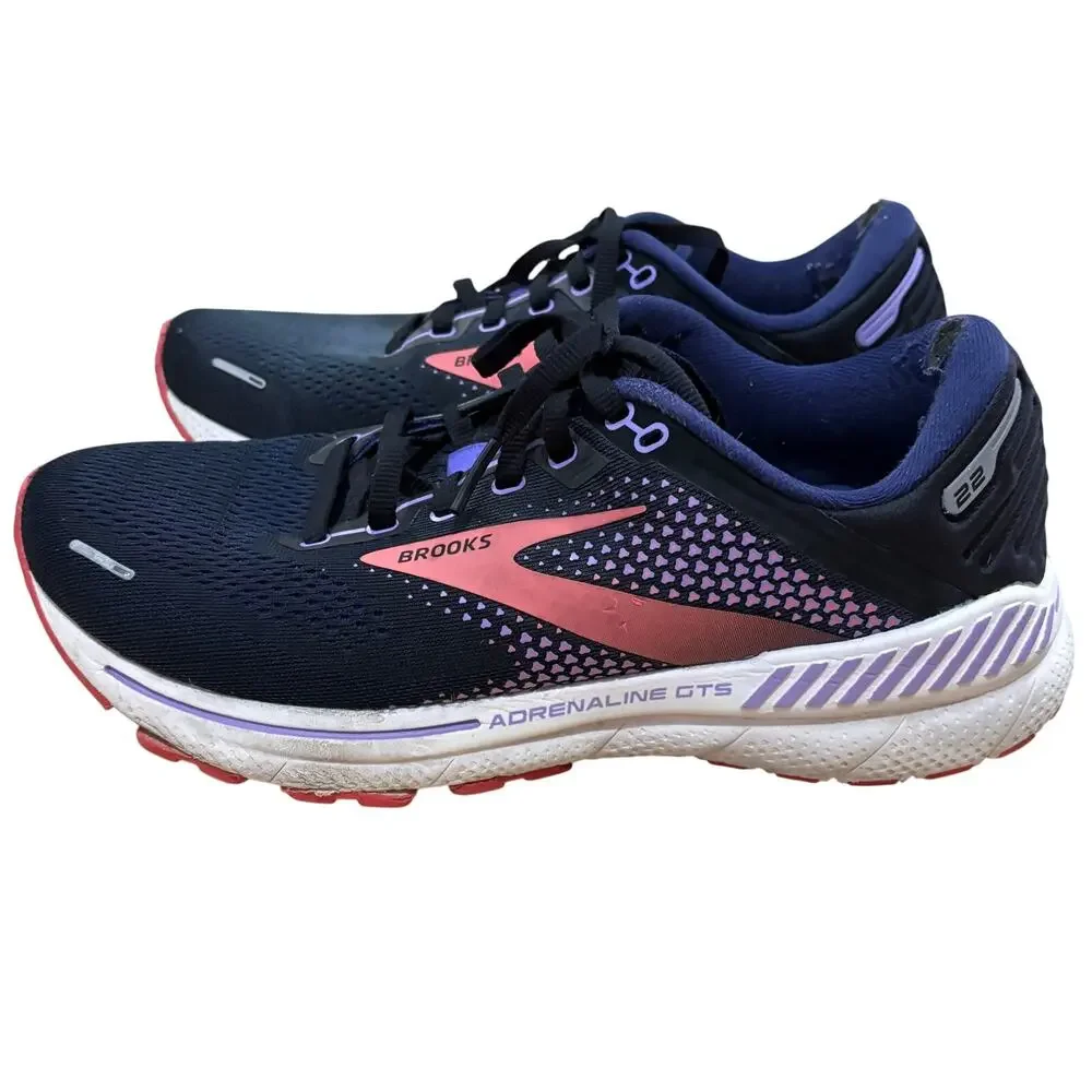 Brooks Adrenaline GTS 22 Black Coral Purple Women’s Athletic Sneakers 9 Wide